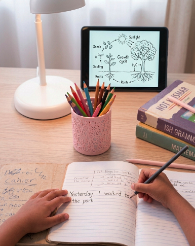 Child learning with British curriculum